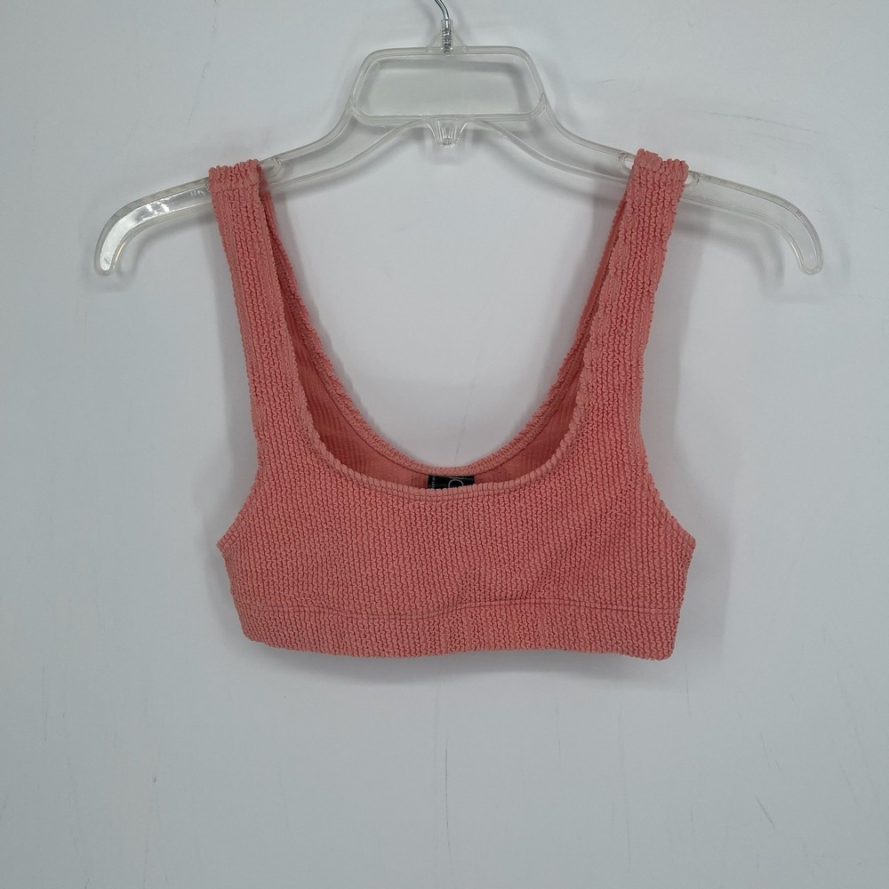 Cotton On Body Women's Pink Textured Stretch Seersucker Swim Bikini Top Size XS